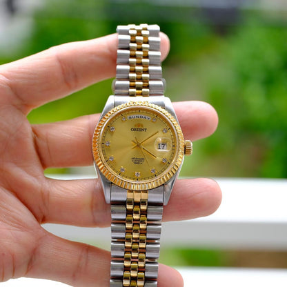 ORIENT President Day Date Gold Automatic Men's Watch — Japanese