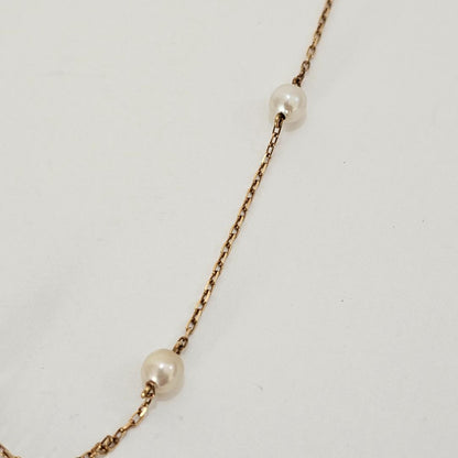 Mikimoto pearl necklace with 4.6mm pearls on 38cm 18K yellow gold chain weighing 2.8 grams