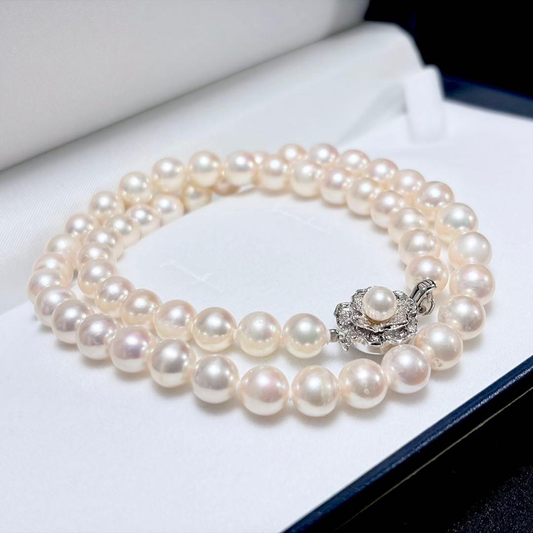 Honzawa Pearl Akoya 7.5-8.0mm pearl necklace with silver clasp and 44 cm length
