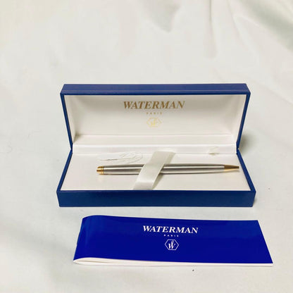 Waterman Metropolitan Essential CT ballpoint pen with chrome trim and 0.5mm tip on white background