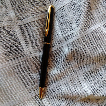 Close-up of Waterman Ballpoint Pen in Black Gold with sleek design and smooth finish