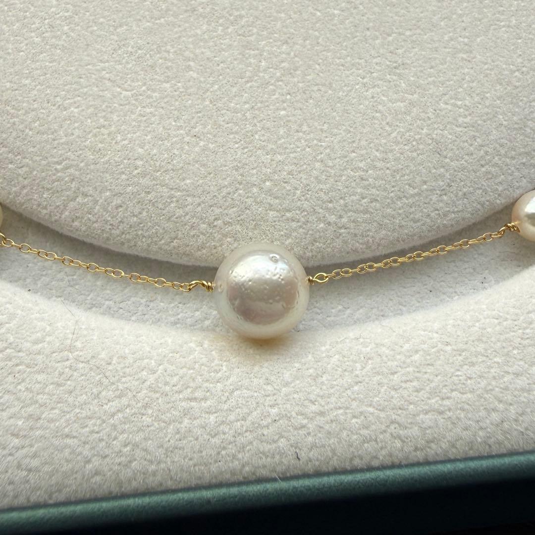 White Jewel Pearl Akoya combo necklace with large 11.3mm pearl and 6-7mm pearls on 42cm silver chain