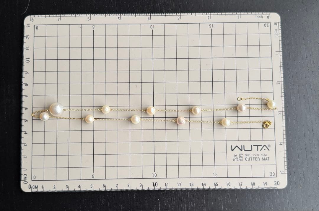 White Jewel Pearl Akoya combo necklace with large 11.3mm pearl and 6-7mm pearls on 42cm silver chain