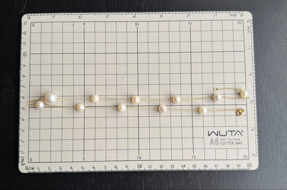 White Jewel Pearl Akoya combo necklace with large 11.3mm pearl and 6-7mm pearls on 42cm silver chain