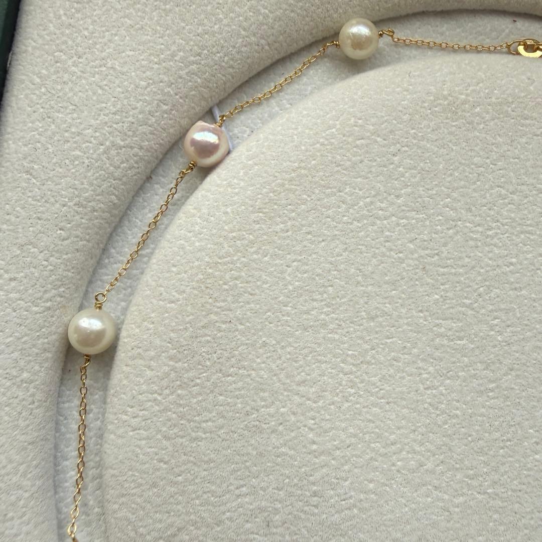White Jewel Pearl Akoya combo necklace with large 11.3mm pearl and 6-7mm pearls on 42cm silver chain