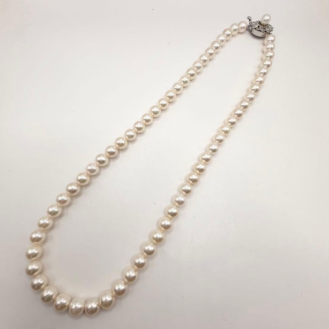 Akoya pearl necklace with 7mm pearls on a 42cm chain, styled for entrance ceremony and graduation events