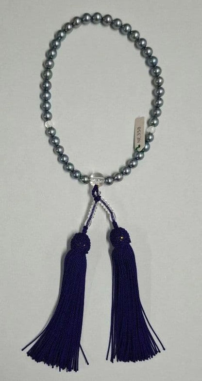 Tasaki Blue Gray Pearl Necklace 42 cm with matching Gray Pearl Prayer Beads Set