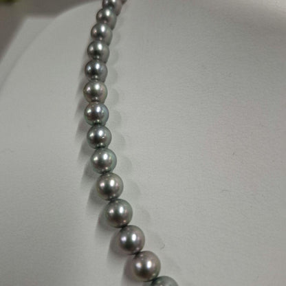 Tasaki Blue Gray Pearl Necklace 42 cm with matching Gray Pearl Prayer Beads Set