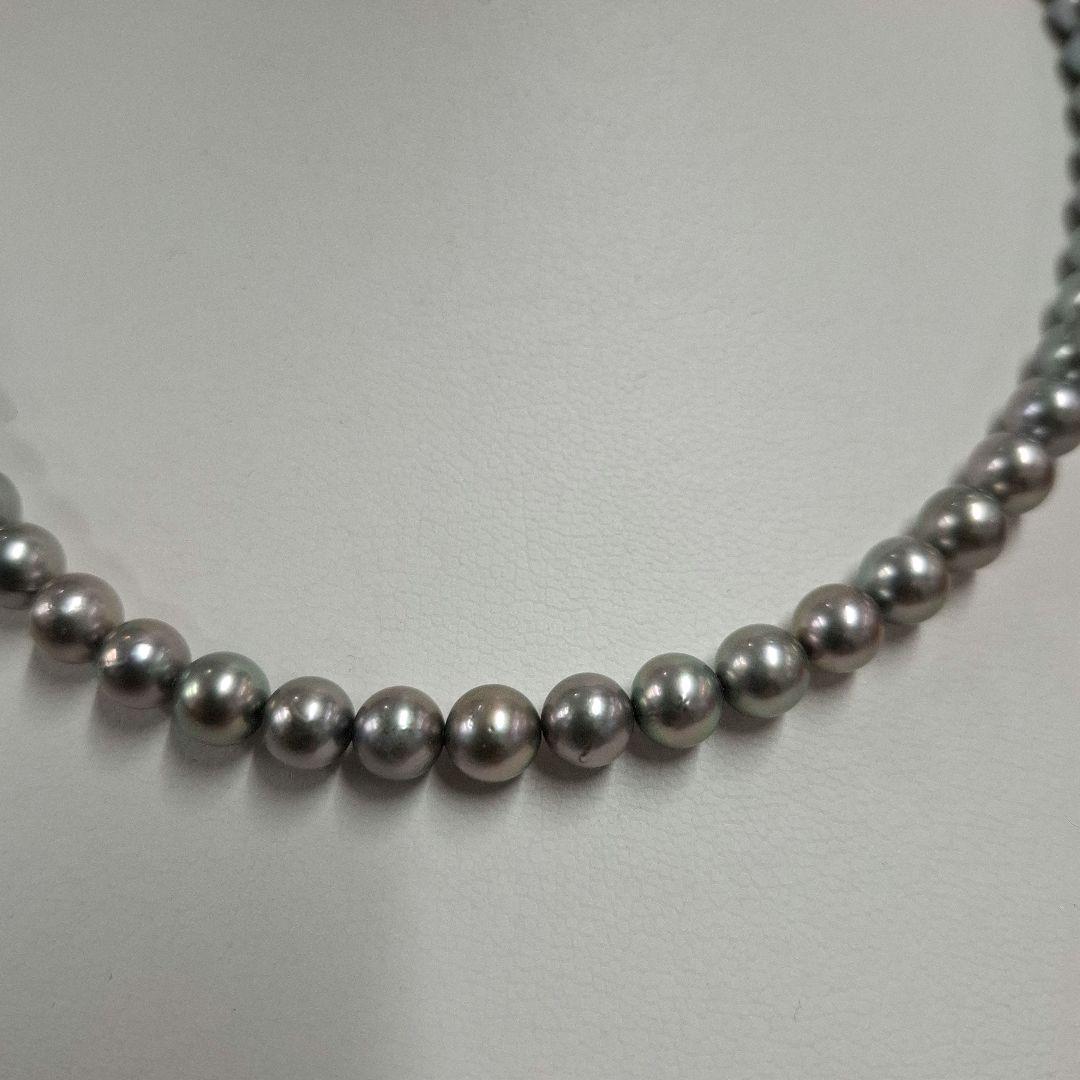 Tasaki Blue Gray Pearl Necklace 42 cm with matching Gray Pearl Prayer Beads Set