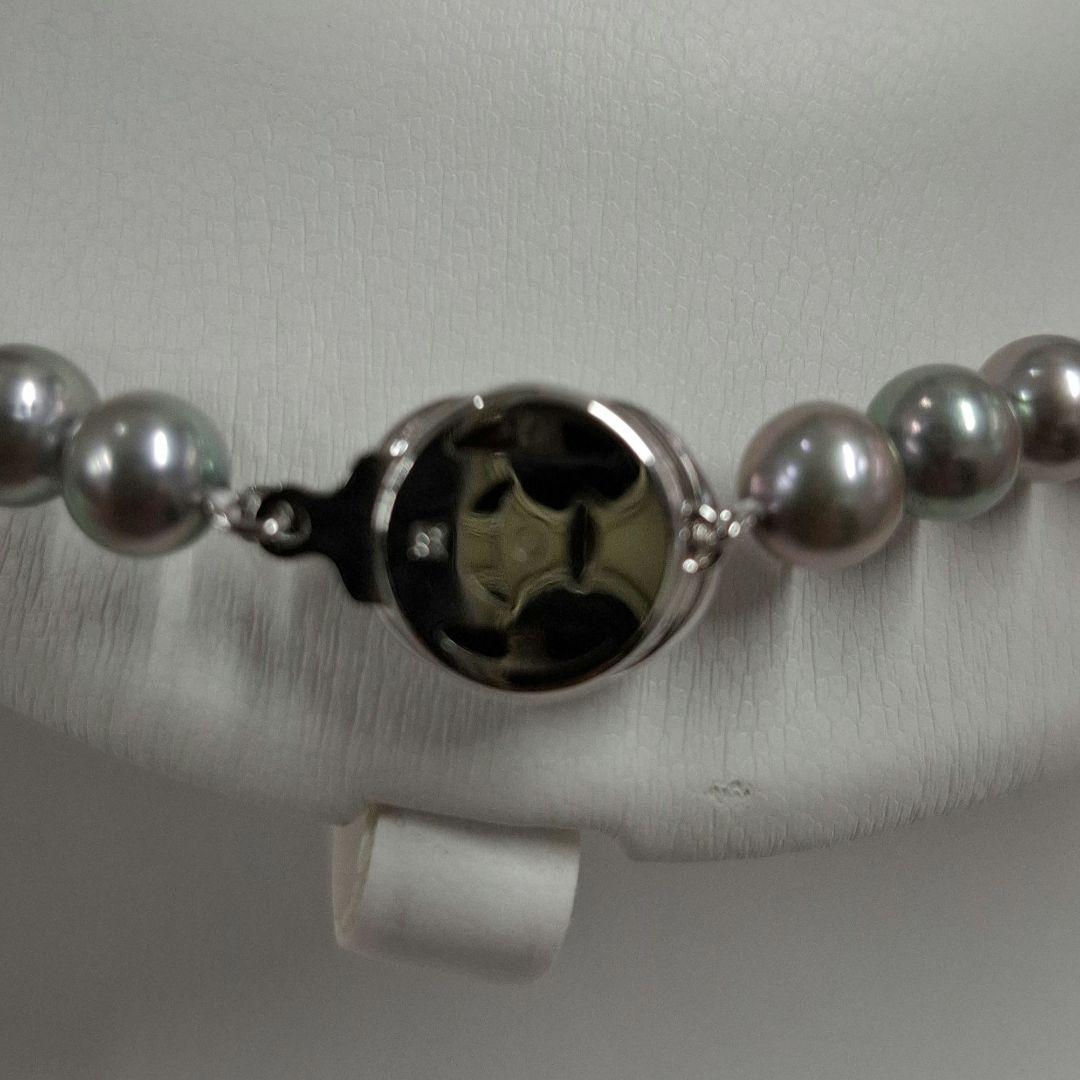 Tasaki Blue Gray Pearl Necklace 42 cm with matching Gray Pearl Prayer Beads Set
