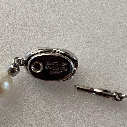 Akoya pearl necklace with 7.0-7.5mm round pearls and silver clasp, 43 cm length