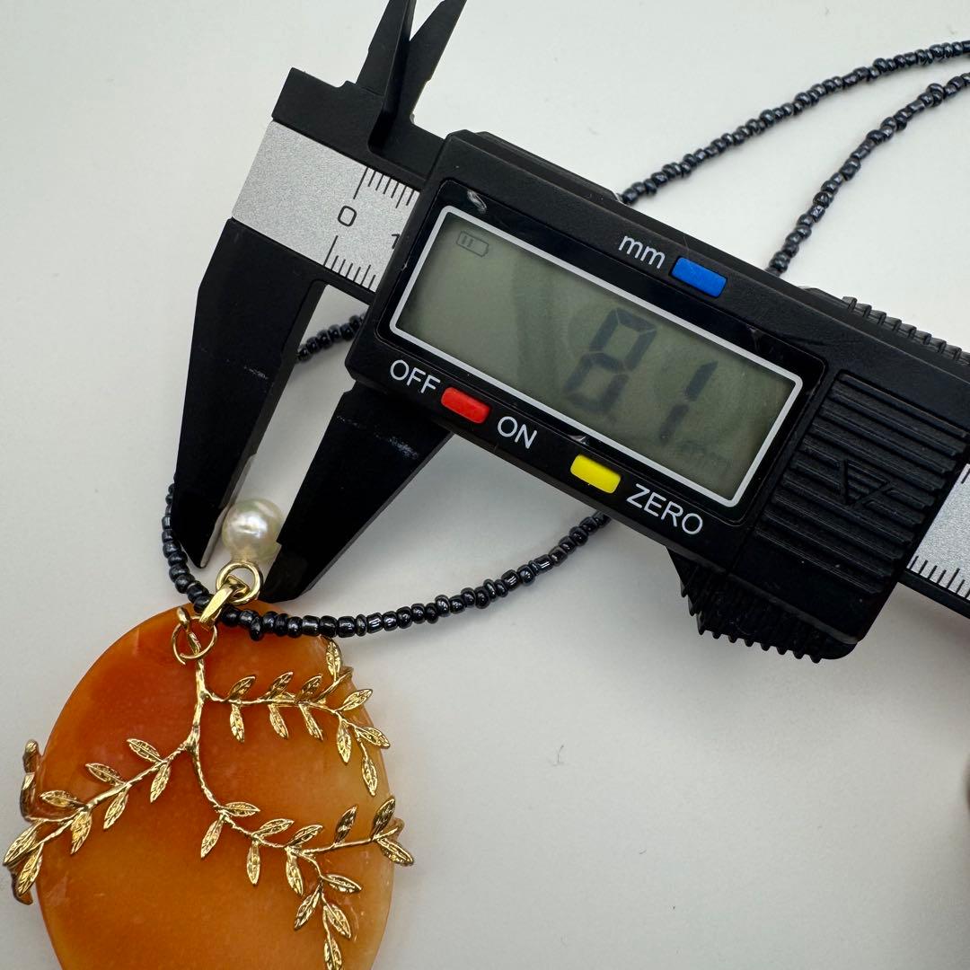 Large shell cameo pendant necklace with black spinel beads and 8mm Akoya pearls on silver 925 clasp chain