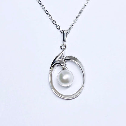 MIKIMOTO pearl necklace with 6.4mm pearls on silver chain, 40cm length