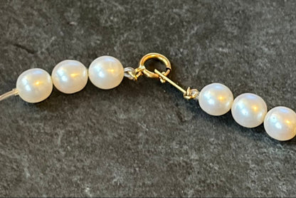 Tasaki K18 46cm multi-string necklace with 7mm white and pink genuine pearls and gold accents