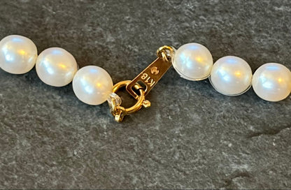 Tasaki K18 46cm multi-string necklace with 7mm white and pink genuine pearls and gold accents