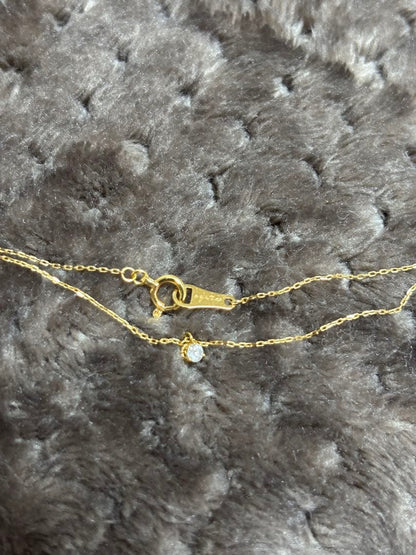 Kuro Law Diamond Necklace in 18K yellow gold with 0.05ct diamonds and 40 cm chain on white background