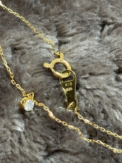 Kuro Law Diamond Necklace in 18K yellow gold with 0.05ct diamonds and 40 cm chain on white background