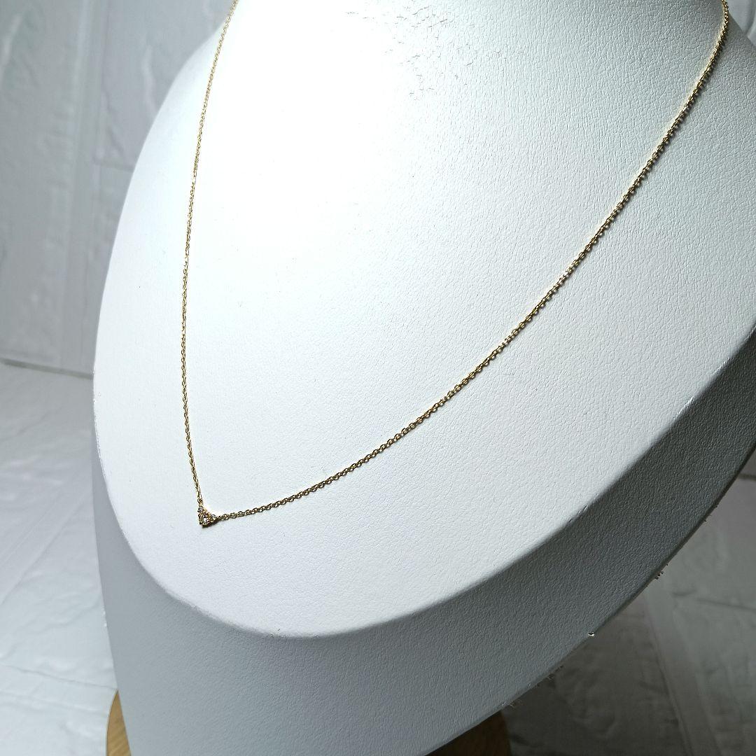 agete diamond necklace 0.03CT in K10 yellow gold with adjustable chain and small diamond pendant