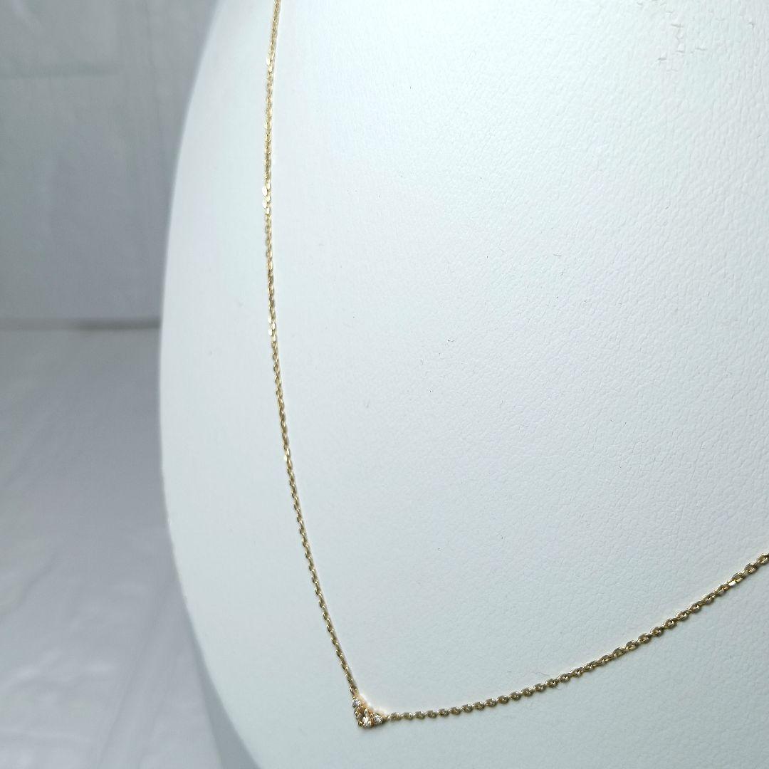 agete diamond necklace 0.03CT in K10 yellow gold with adjustable chain and small diamond pendant