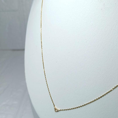 agete diamond necklace 0.03CT in K10 yellow gold with adjustable chain and small diamond pendant