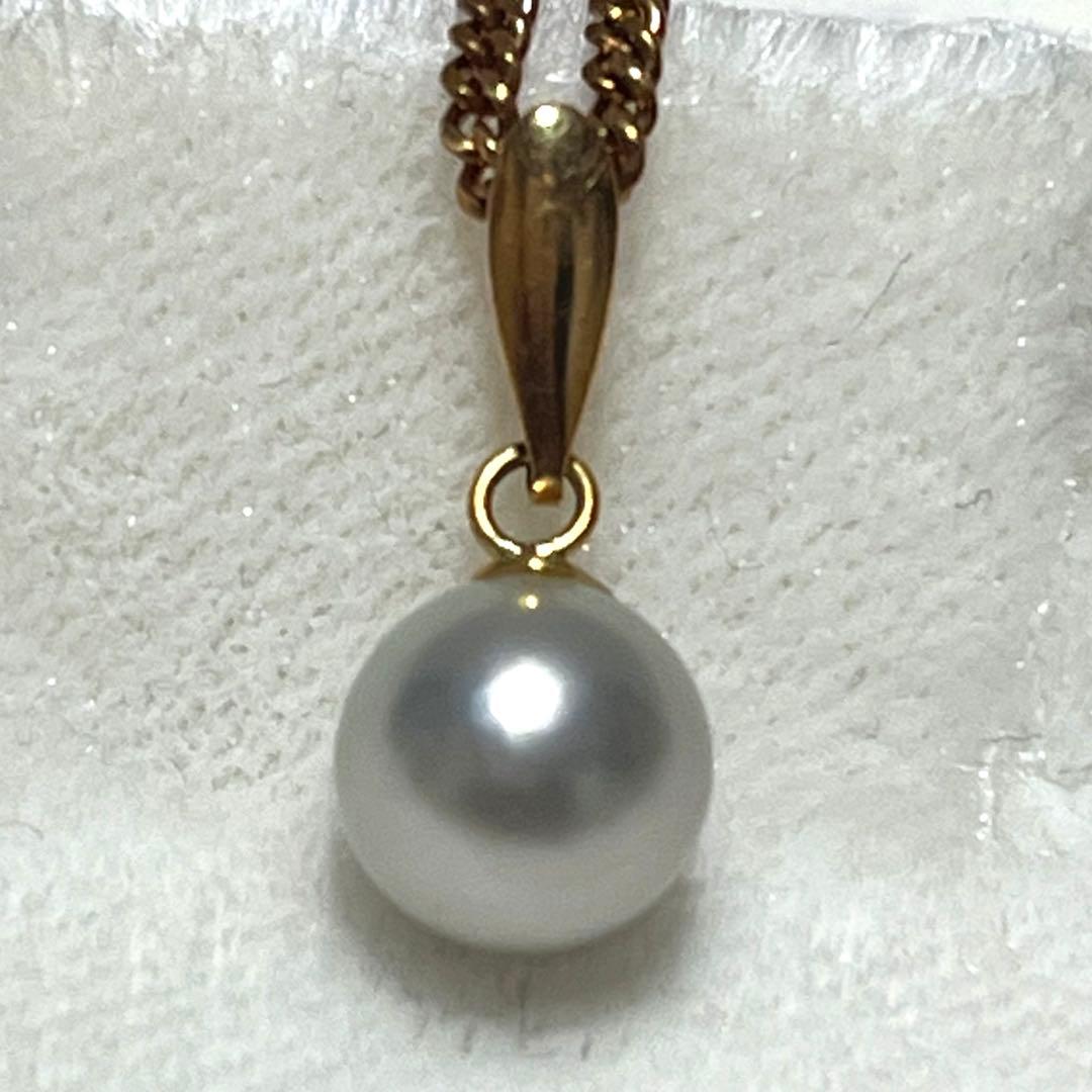K18 gold Akoya pearl necklace top featuring a 7.1mm pearl weighing 0.6g