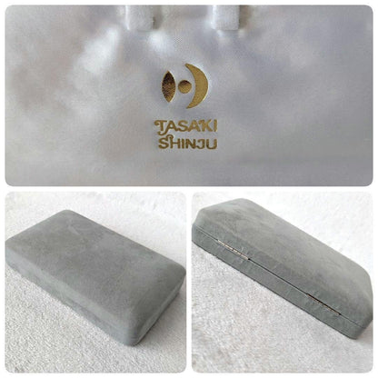 Tasaki Akoya pearl necklace and earrings set in SV K18WG with crystal accents, necklace length 42.5cm, earrings 3cm