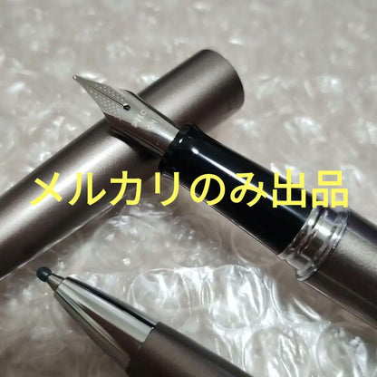 PILOT COCOON fountain pen and medium ballpoint pen set made of titanium with black ink cartridge and instruction manuals
