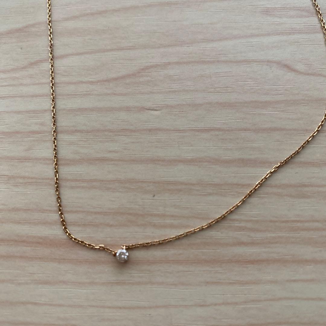 Agete diamond necklace in 10K yellow gold with a 0.05ct single diamond pendant