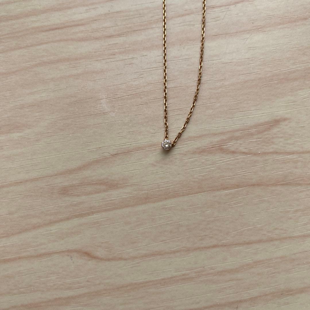 Agete diamond necklace in 10K yellow gold with a 0.05ct single diamond pendant