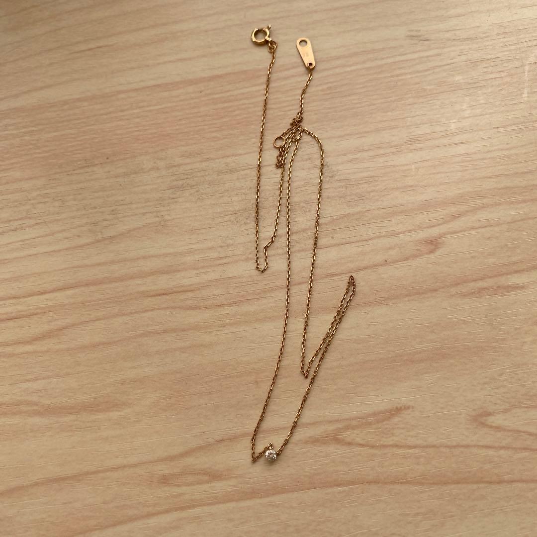 Agete diamond necklace in 10K yellow gold with a 0.05ct single diamond pendant