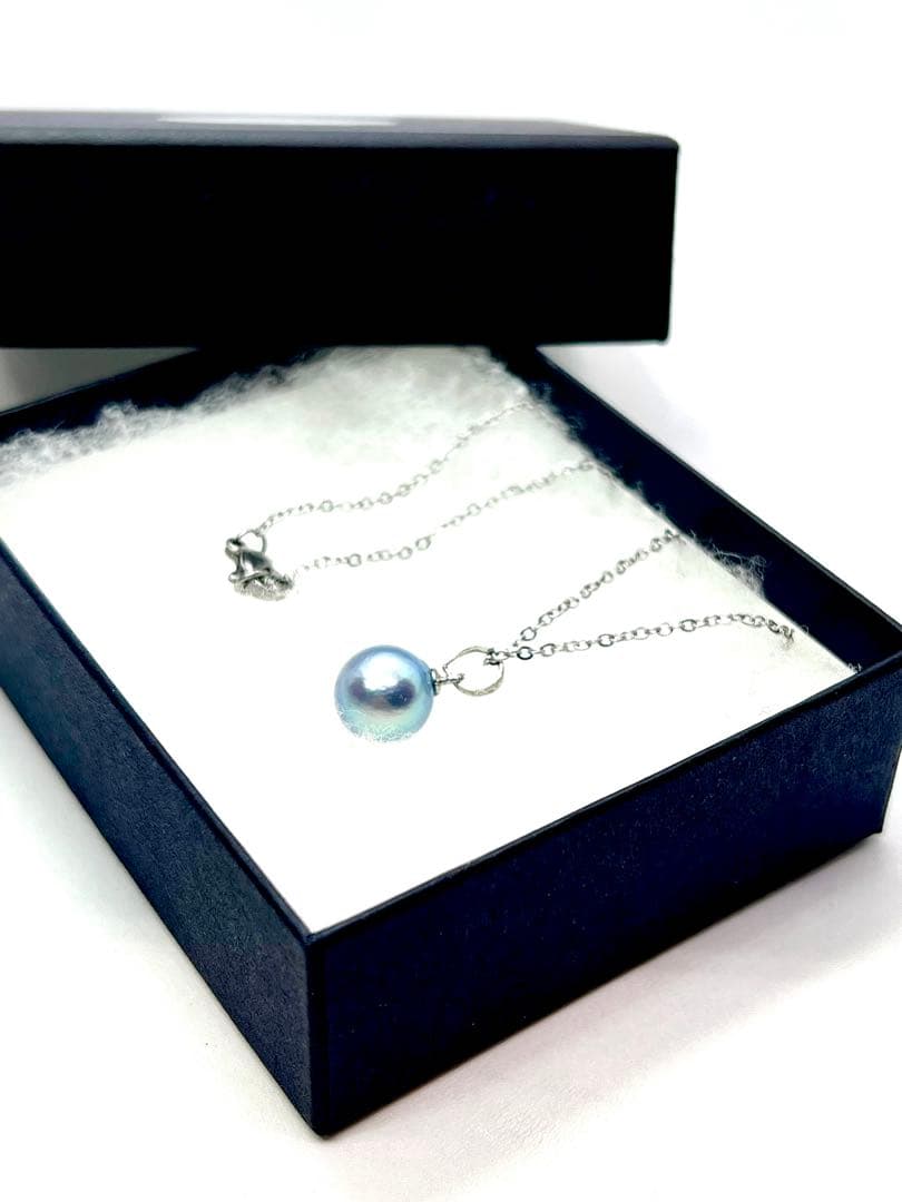 Akoya Pearl 10mm natural round blue indigo pearl necklace with 45 cm length