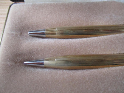 Cross Classic Century gold-plated ballpoint pen and mechanical pencil set shown in catalog photo