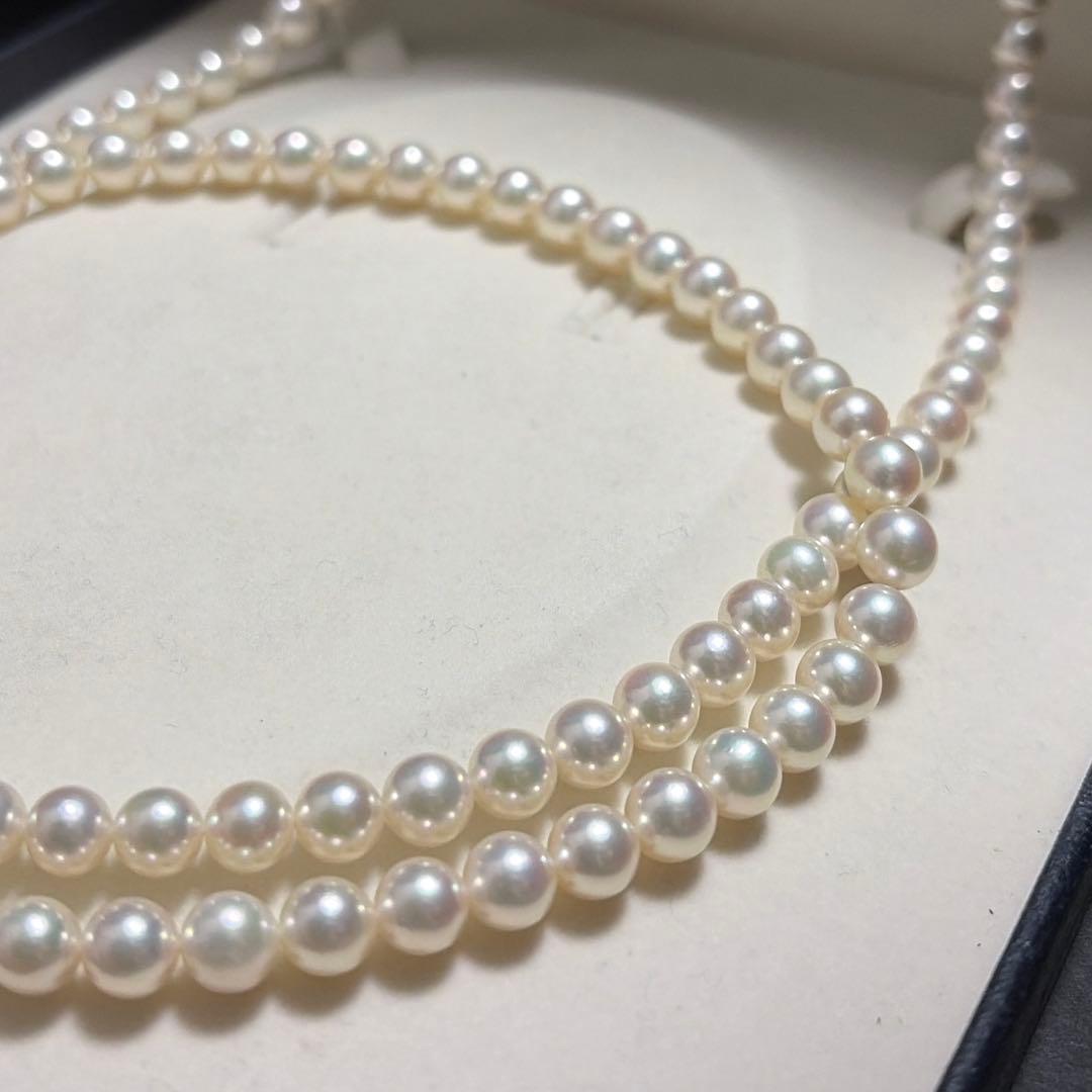 K14WG Long 103cm TASAKI Akoya Pearl Necklace with white pearls and gold clasp