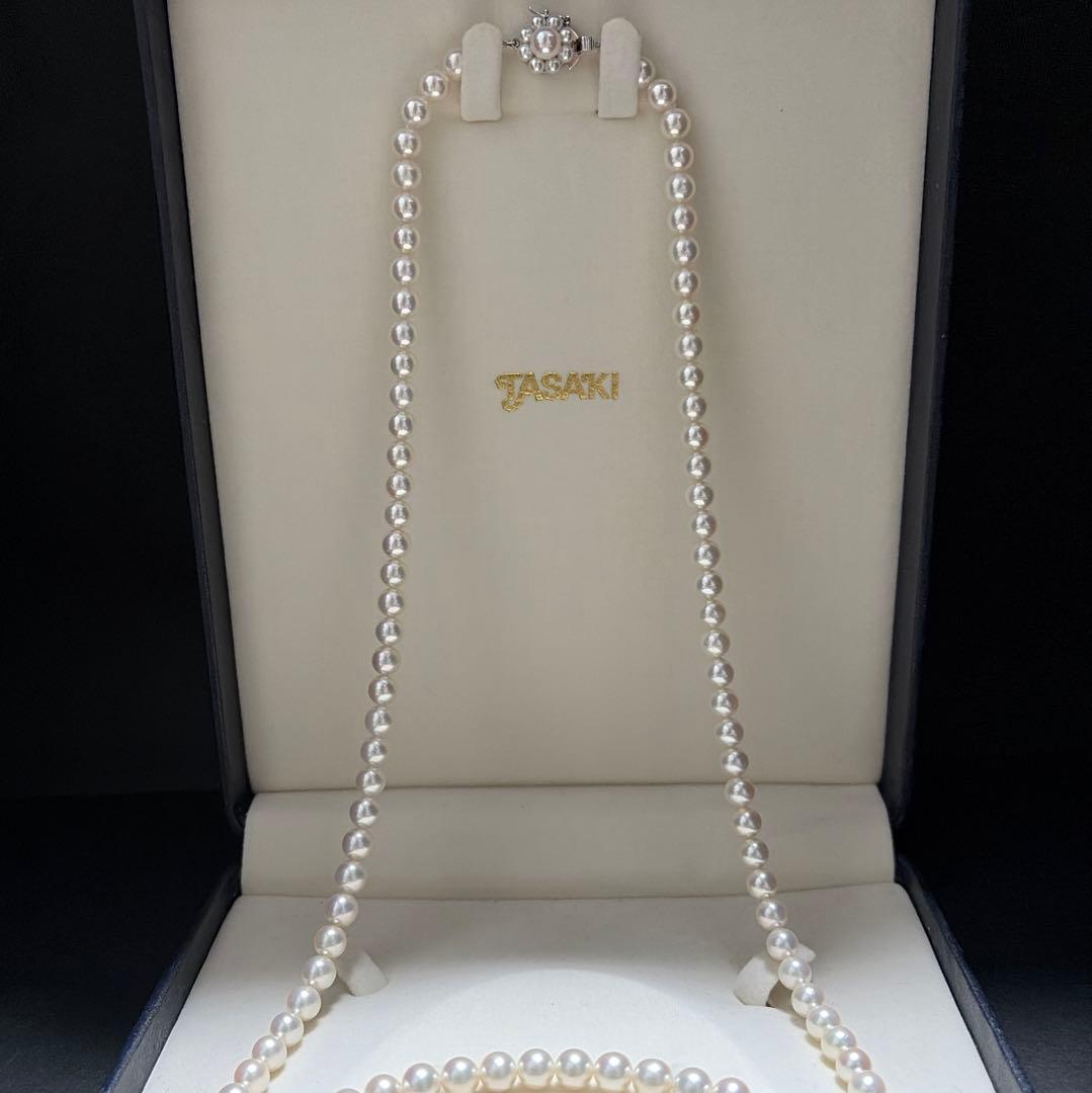 K14WG Long 103cm TASAKI Akoya Pearl Necklace with white pearls and gold clasp