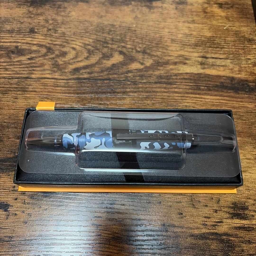 Cross Edge Select Tip Roller Ball pen with blue camouflage design and water-based ink