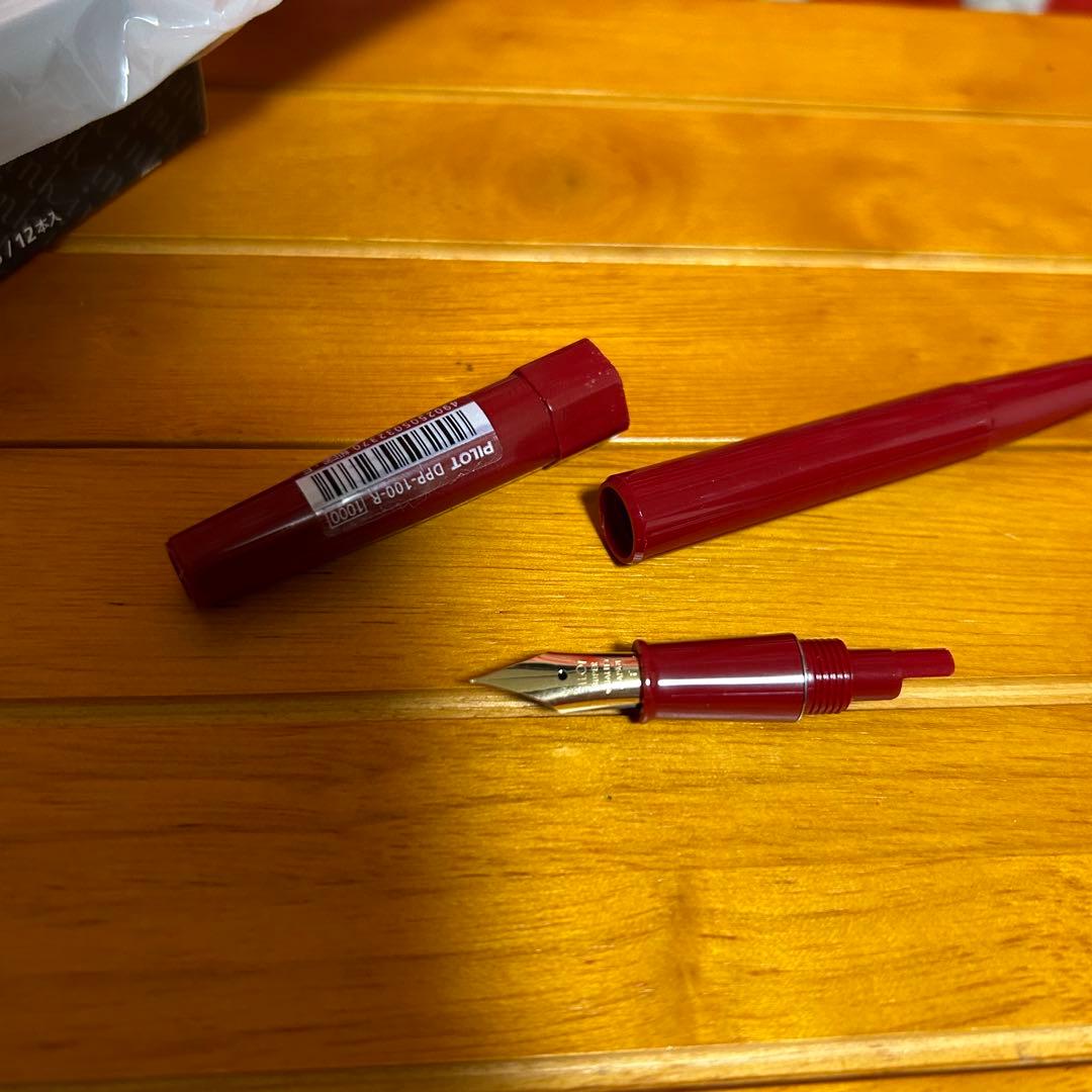 Unused PILOT DPP-100-R Desk Pen Fountain Pen with fine tip showing small lid scratches and fine surface scratches