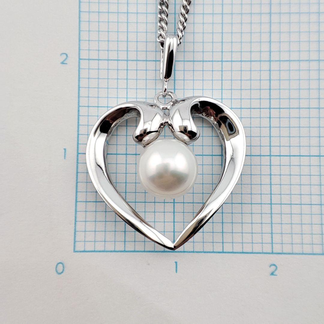 Mikimoto Open Heart Pearl Necklace with silver pendant and 6mm pearl on a silver 925 chain