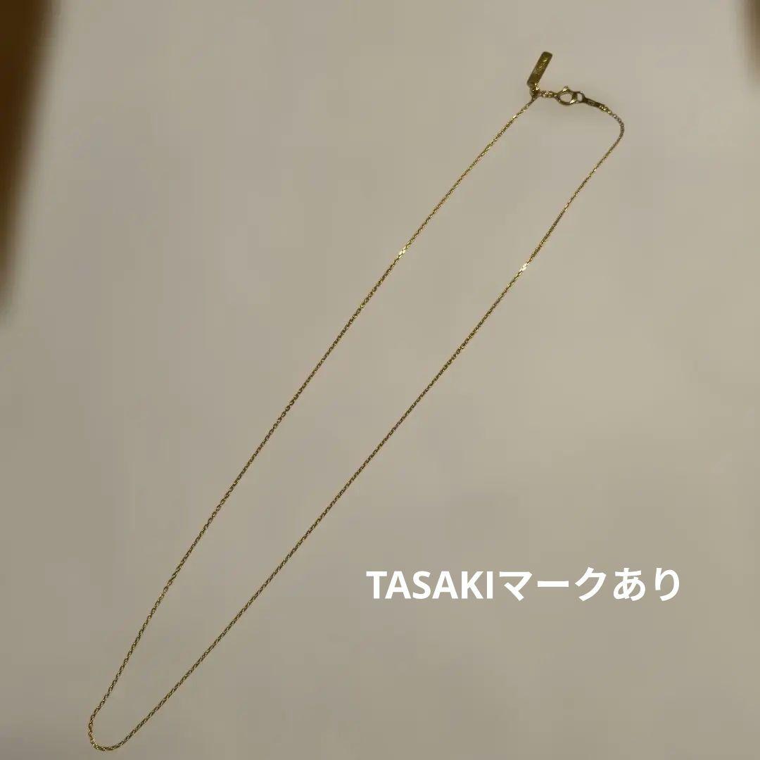 K18 gold necklace with 0.6mm width and 44.5cm length featuring a slide type TASAKI design weighing 2.12 grams