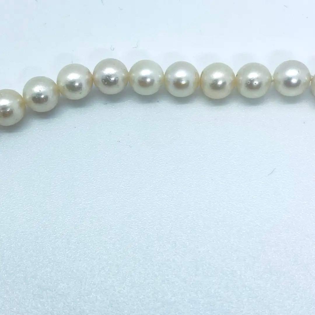 Akoya pearl necklace 7mm to 8mm size, 44 centimeters long, white to creamy pearls with silver beans one-touch clasp