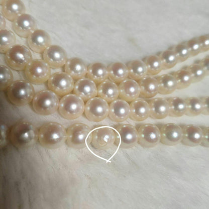 Akoya pearl double row necklace and matching earrings set with silver SV925, pearls approximately 5.6mm