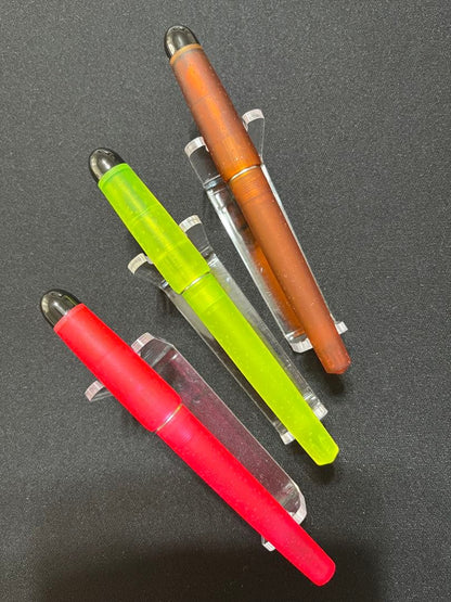 Three Waterman Cultuur Light Soft fountain pens in pink, yellow, and amber with ink cartridges included in original box