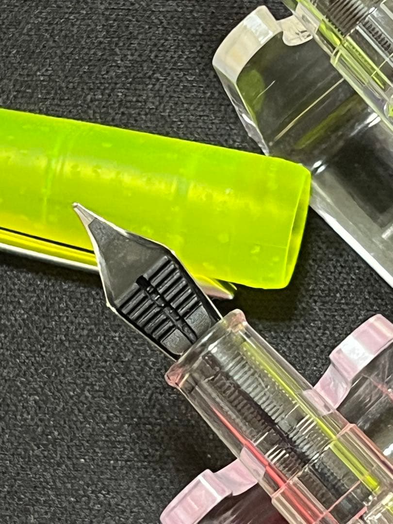 Three Waterman Cultuur Light Soft fountain pens in pink, yellow, and amber with ink cartridges included in original box