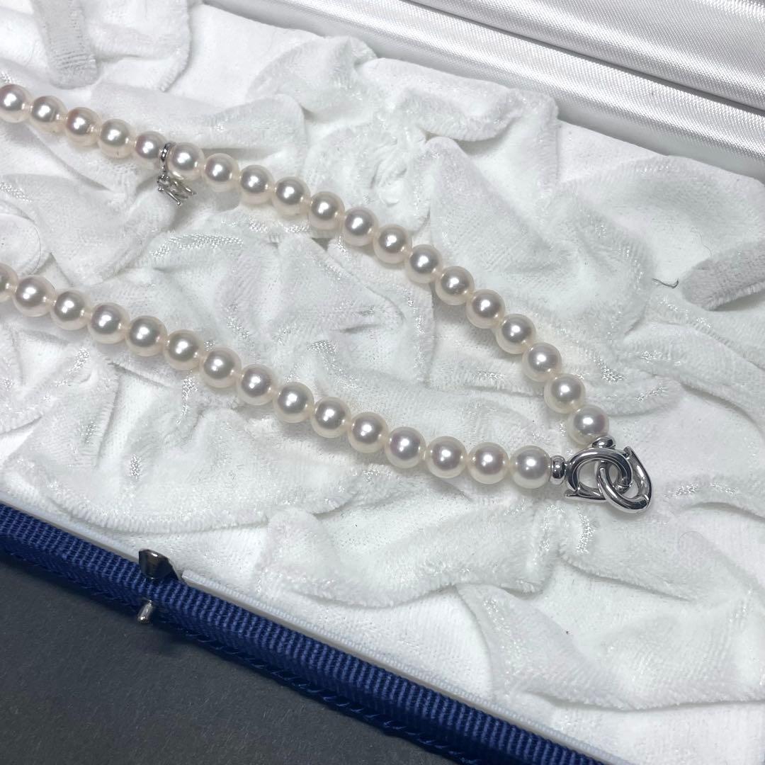 MIKIMOTO K18 Akoya Pearl Necklace featuring 6.0-6.5mm pearls with M charm on a 38cm chain