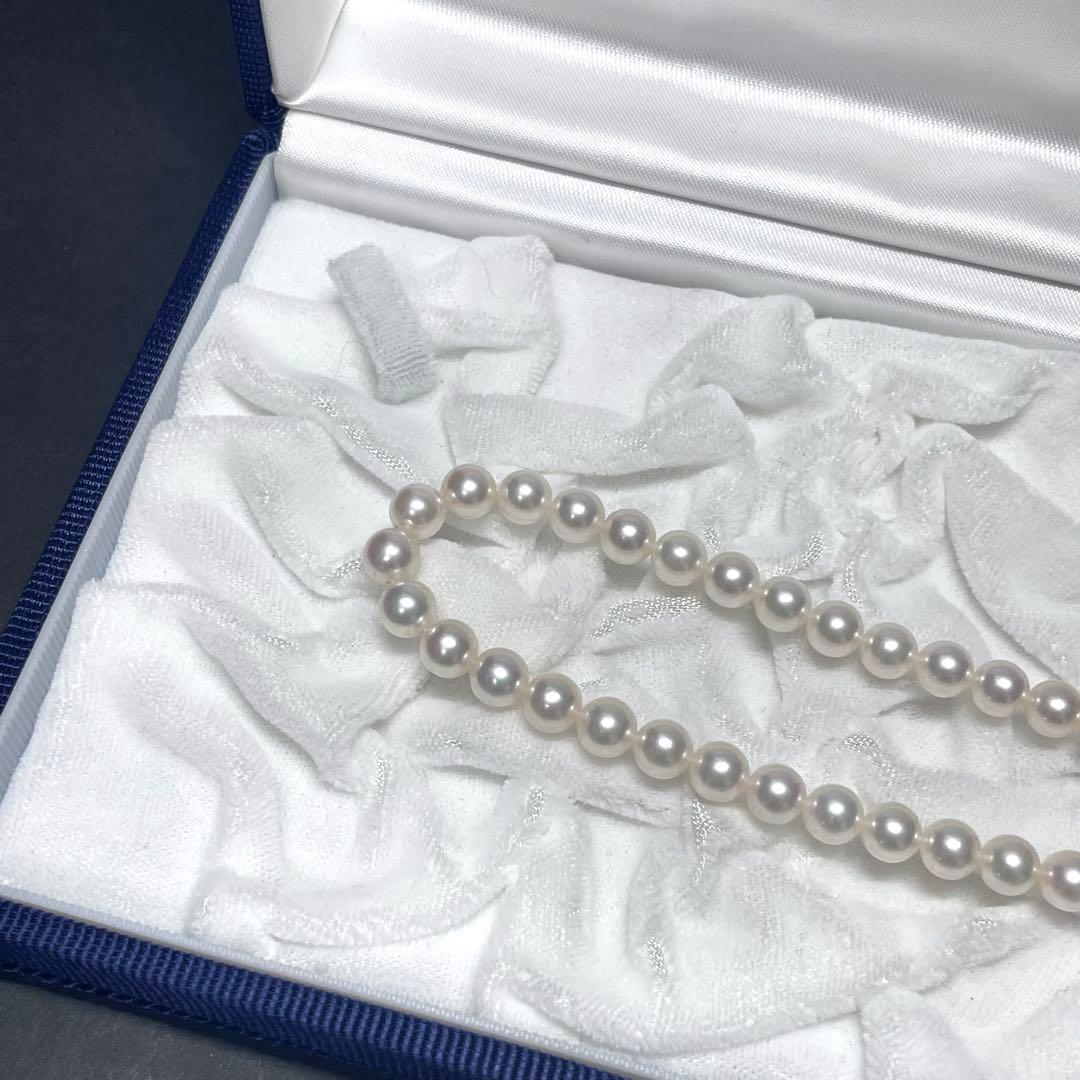 MIKIMOTO K18 Akoya Pearl Necklace featuring 6.0-6.5mm pearls with M charm on a 38cm chain