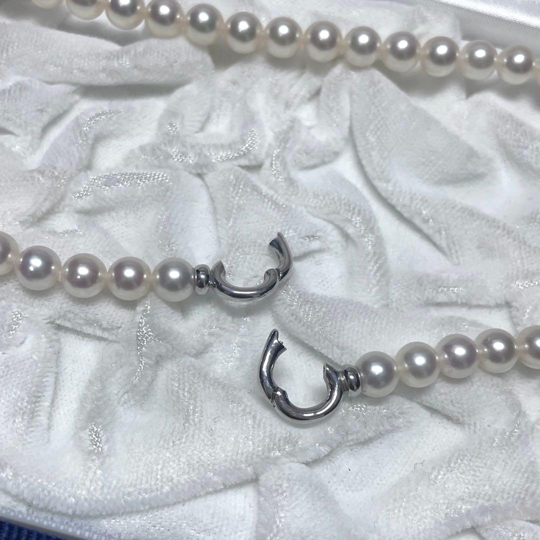 MIKIMOTO K18 Akoya Pearl Necklace featuring 6.0-6.5mm pearls with M charm on a 38cm chain