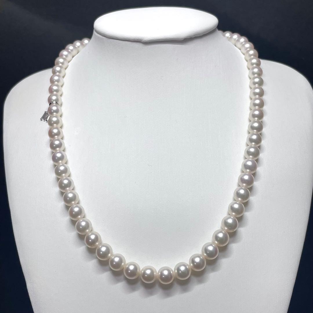 MIKIMOTO K18 Akoya Pearl Necklace featuring 6.0-6.5mm pearls with M charm on a 38cm chain