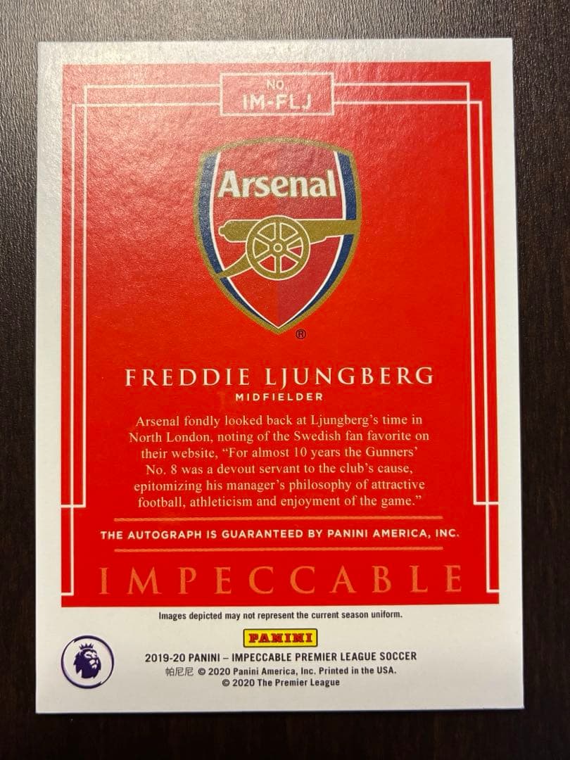 Freddie Ljungberg Autographed Card — 67/99 — Japanese