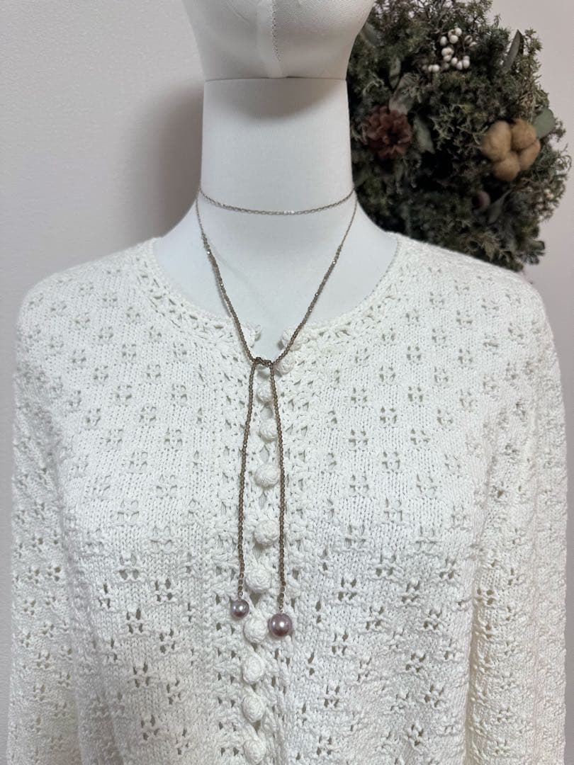 Agete silver necklace featuring smoky quartz stones and freshwater pearls with a 112 cm length