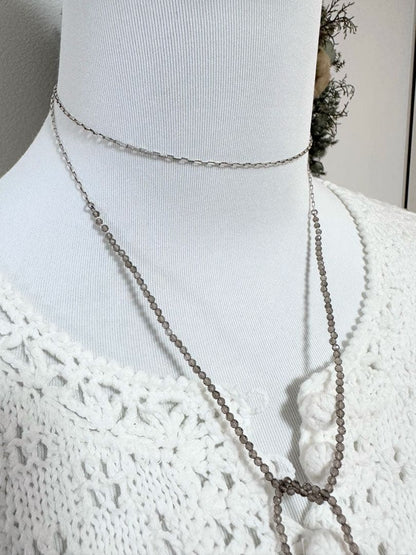 Agete silver necklace featuring smoky quartz stones and freshwater pearls with a 112 cm length
