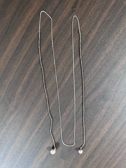 Agete silver necklace featuring smoky quartz stones and freshwater pearls with a 112 cm length